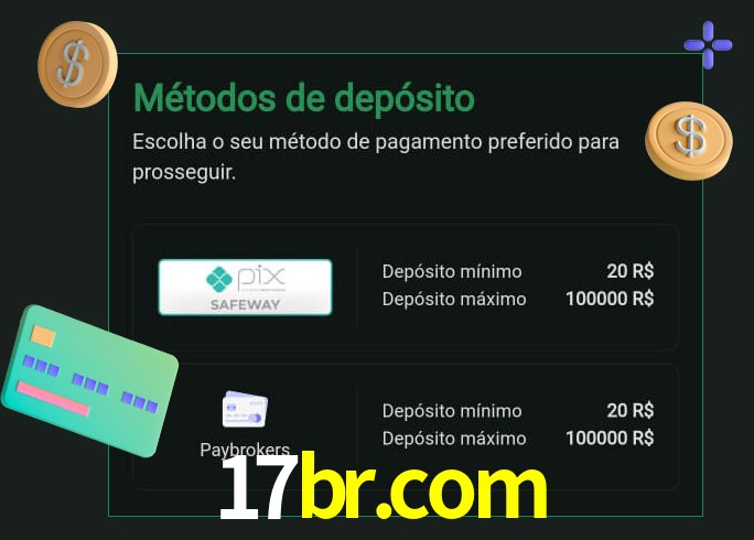 O cassino 17br.com oferece uma grande variedade de métodos de pagamento
